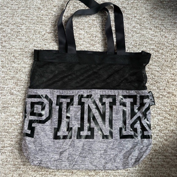 PINK Victoria's Secret Gray and Black Collegiate Tote - Picture 1 of 2